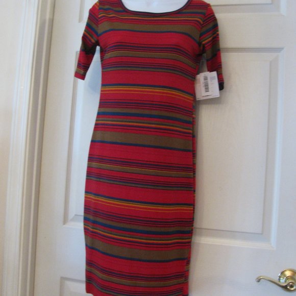 LuLaRoe Dresses & Skirts - * 2/$15 LuLaRoe Julia Dress XS NWT $46 Red Stripe Stretch Body Con Sheath